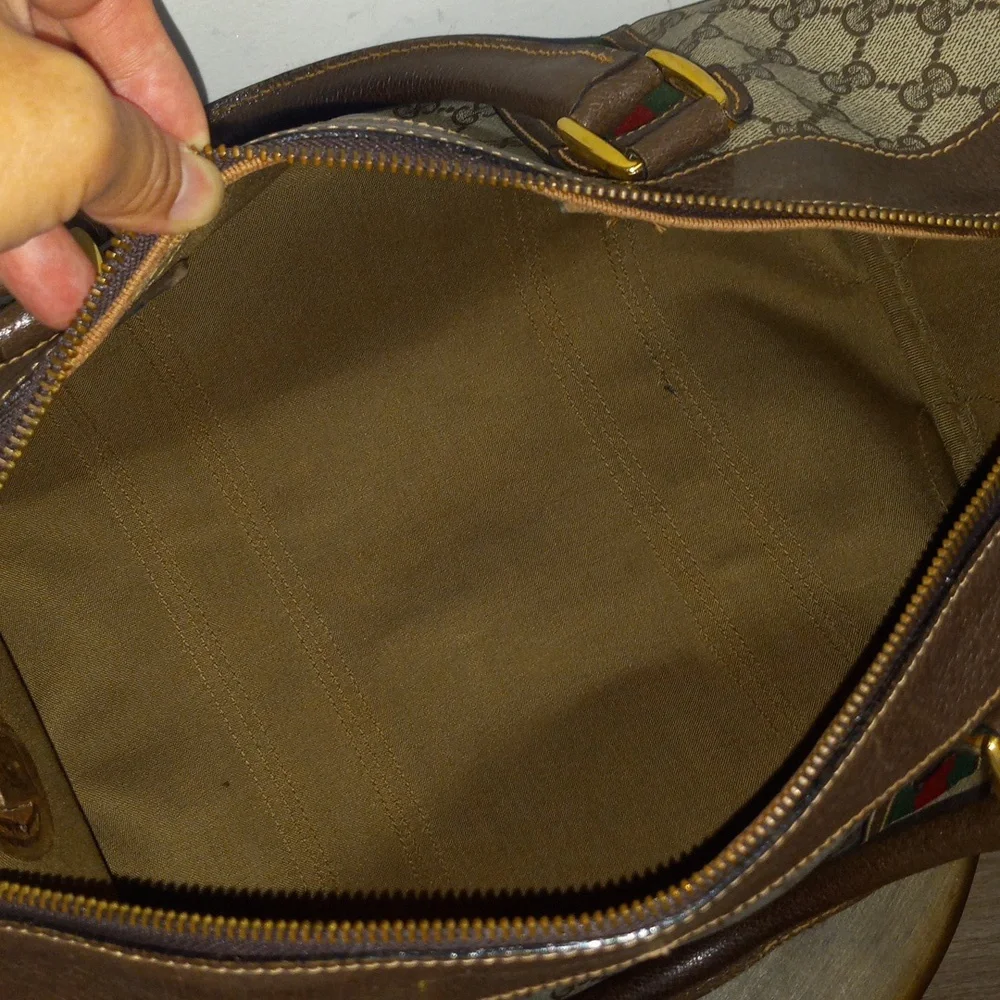 Authentic Vintage Gucci GG Monogram Supreme Sherry Web Ophidia Large Boston Bag - Picture 8 of 10